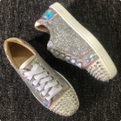 sneakers silver white red Silver Glitter Studded Sneakers with Red Sole sneakers Size 35-47