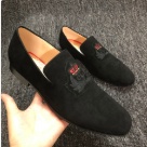 Christian Louboutin dress shoes Black Red Christian Louboutin Black Suede Red Sole Men Loafers dress shoes