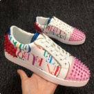 sneakers white pink red blue Studded Low Top Casual Sneakers with Red Sole sneakers Size 35