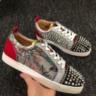 Christian Louboutin dress shoes Silver Red Black Christian Louboutin Men Silver Red Studded Sneakers dress shoes