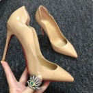 Christian Louboutin heels Beige Christian Louboutin Beige Patent Leather Pointed Toe High Heels heels Size 10cm
