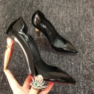 Christian Louboutin heels Black Gold Christian Louboutin Red Sole Black Patent Leather Pumps with Gold Lipstick Heel heels Size 10cm