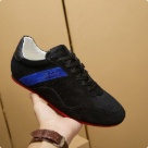 CL sneakers Black Blue Red Men's Black Blue Red Suede Sneakers with Red Sole sneakers