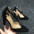 Christian Louboutin heels Black Red Christian Louboutin Black Studded Red Sole High Heel Pumps heels