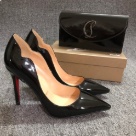 Christian Louboutin heels Black Red Christian Louboutin Women's Black Patent Leather Pointed Toe Pumps with Red Sole heels Size 10-12