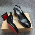 Christian Louboutin heels Black Red Christian Louboutin Women's Black Patent Leather Red Sole Block Heel Pumps heels Size 55Cm