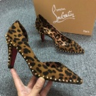 Christian Louboutin heels Brown Leopard Christian Louboutin Leopard Studded Pointed Toe High Heels Brown heels