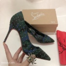 Christian Louboutin heels Camouflage Green Blue Christian Louboutin Camouflage Studded Pointed Toe High Heels Women heels Size 12Cm