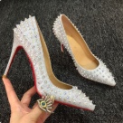 Christian Louboutin heels Silver Red Christian Louboutin Silver Spike Studded High Heel Pumps heels Size 8cm