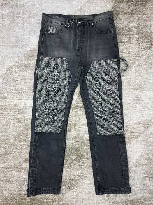 Men’s Black Distressed Jeans with Woven Patch Detail