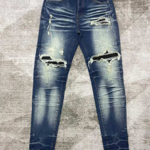 Men's Ripped Skinny Jeans, Distressed Blue Denim, Casual Sty