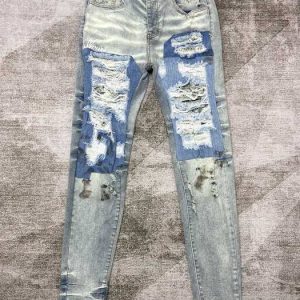Distressed Blue Skinny Jeans for Women Trendy Ripped Denim