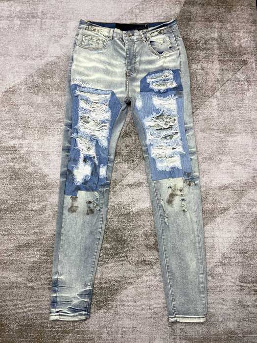 Distressed Blue Skinny Jeans for Women Trendy Ripped Denim