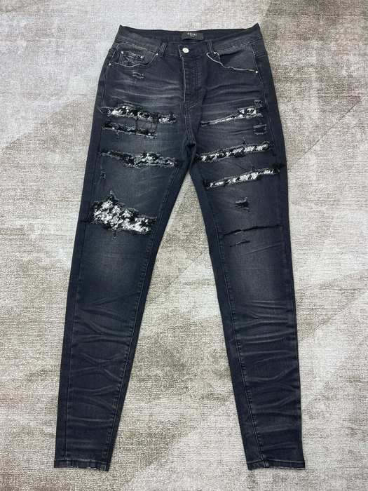Amiri Black Distressed Sequin Jeans for Women