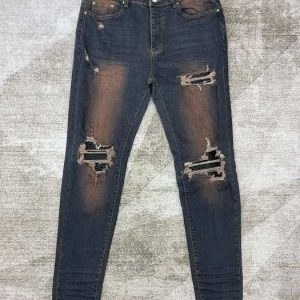 Distressed Dark Jeans for Women Trendy Ripped Skinny Fit D