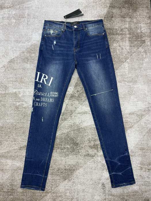 Men’s Distressed Slim Fit Jeans in Dark Blue Casual Denim