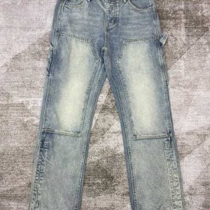 Men's Blue Distressed Denim Jeans Casual Fit, Adjustable W