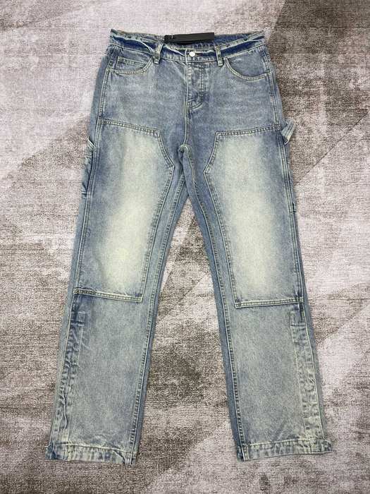 Men’s Blue Distressed Denim Jeans Casual Fit, Adjustable W