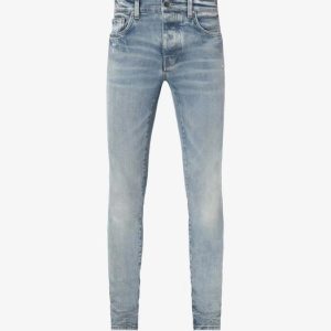 Slim Fit Light Blue Distressed Jeans for Men
