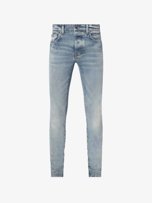 Slim Fit Light Blue Distressed Jeans for Men