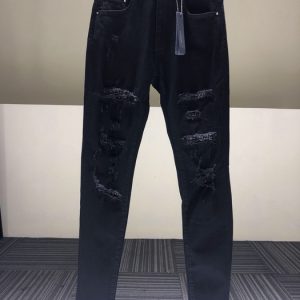 Men's Black Distressed Skinny Jeans with Rips and Studs