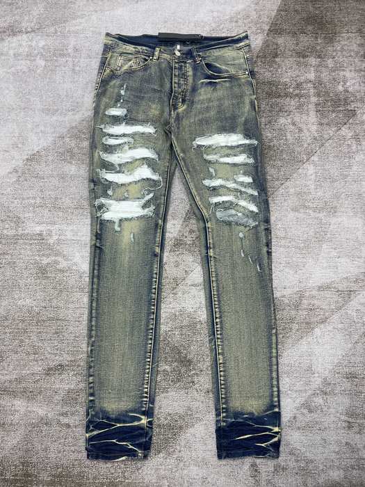 Men’s Ripped Skinny Jeans in Dark Wash Denim Trendy Distre