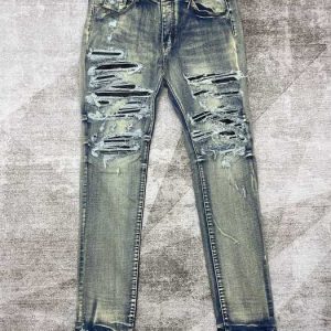 Men's Distressed Ripped Skinny Jeans in Dark Wash Trendy C