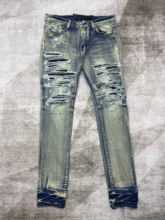 Men’s Distressed Ripped Skinny Jeans in Dark Wash Trendy C