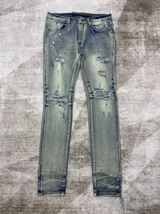 Distressed High Waisted Skinny Jeans in Light Blue Denim for