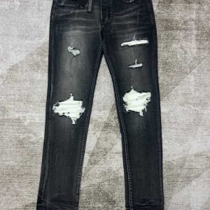 Men's Distressed Black Skinny Jeans with Rips, Casual Denim