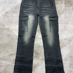 Men's Black Cargo Pants, Denim Style, Slim Fit, Casual Wear