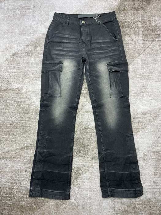 Men’s Black Cargo Pants, Denim Style, Slim Fit, Casual Wear