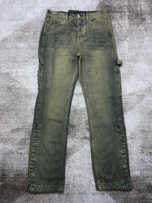 Men’s Olive Green Cargo Jeans Casual Denim Pants