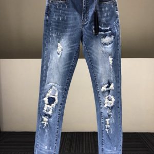 Men's Stylish Ripped Blue Denim Jeans Casual Fashion Fit
