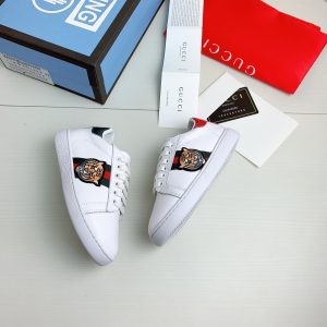 Gucci White Tiger Embroidered Sneakers for Men