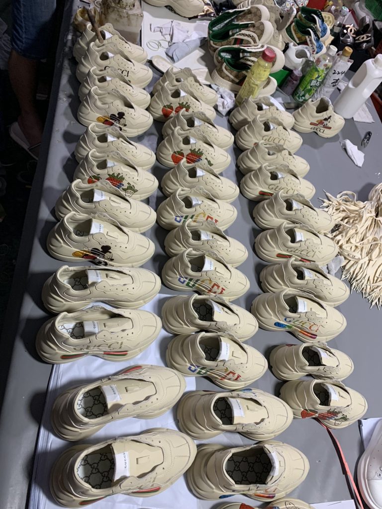 Hand Painted Beige Sneakers with Colorful Designs Unique S