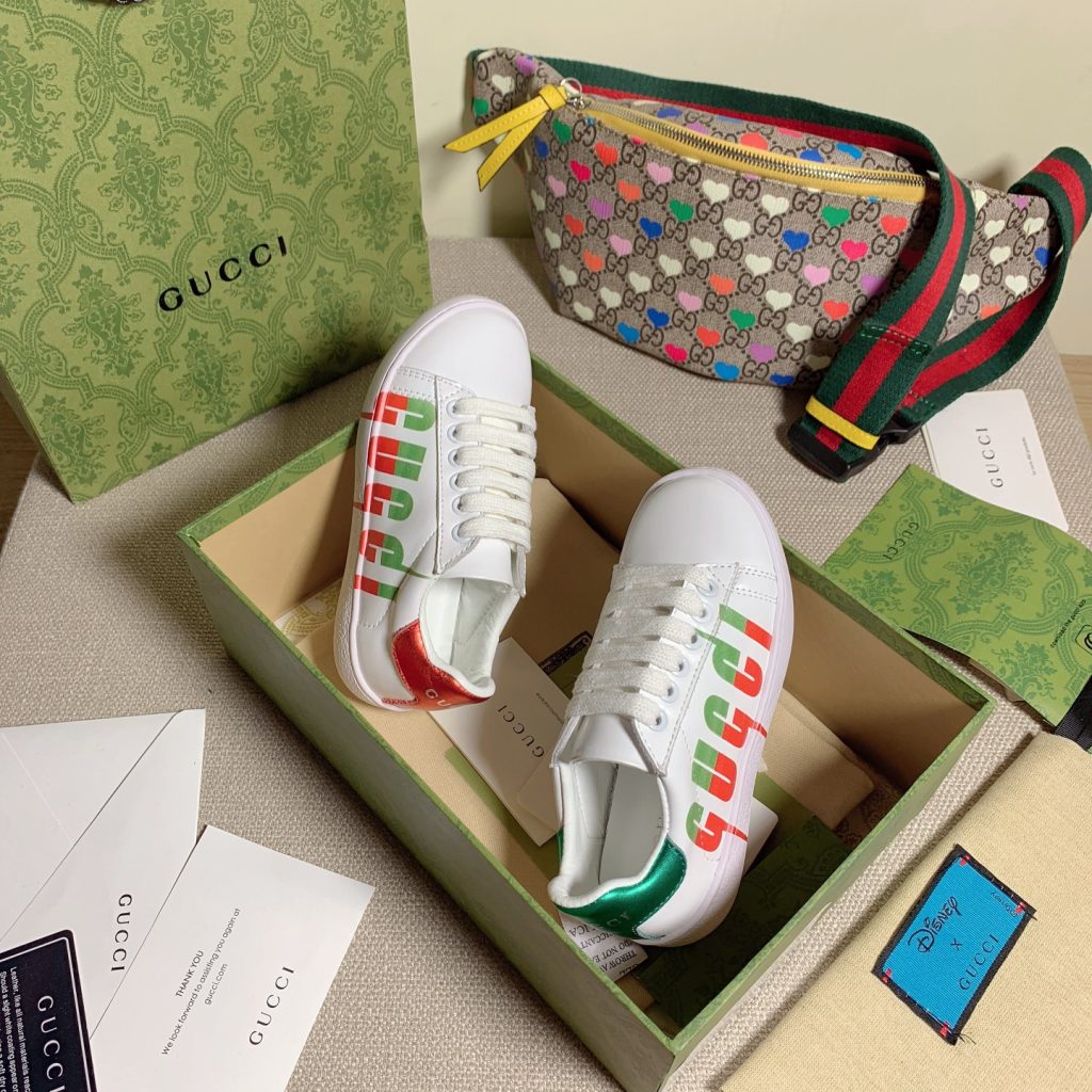Gucci White Sneakers with Colorful Logo Premium Fashion Fo