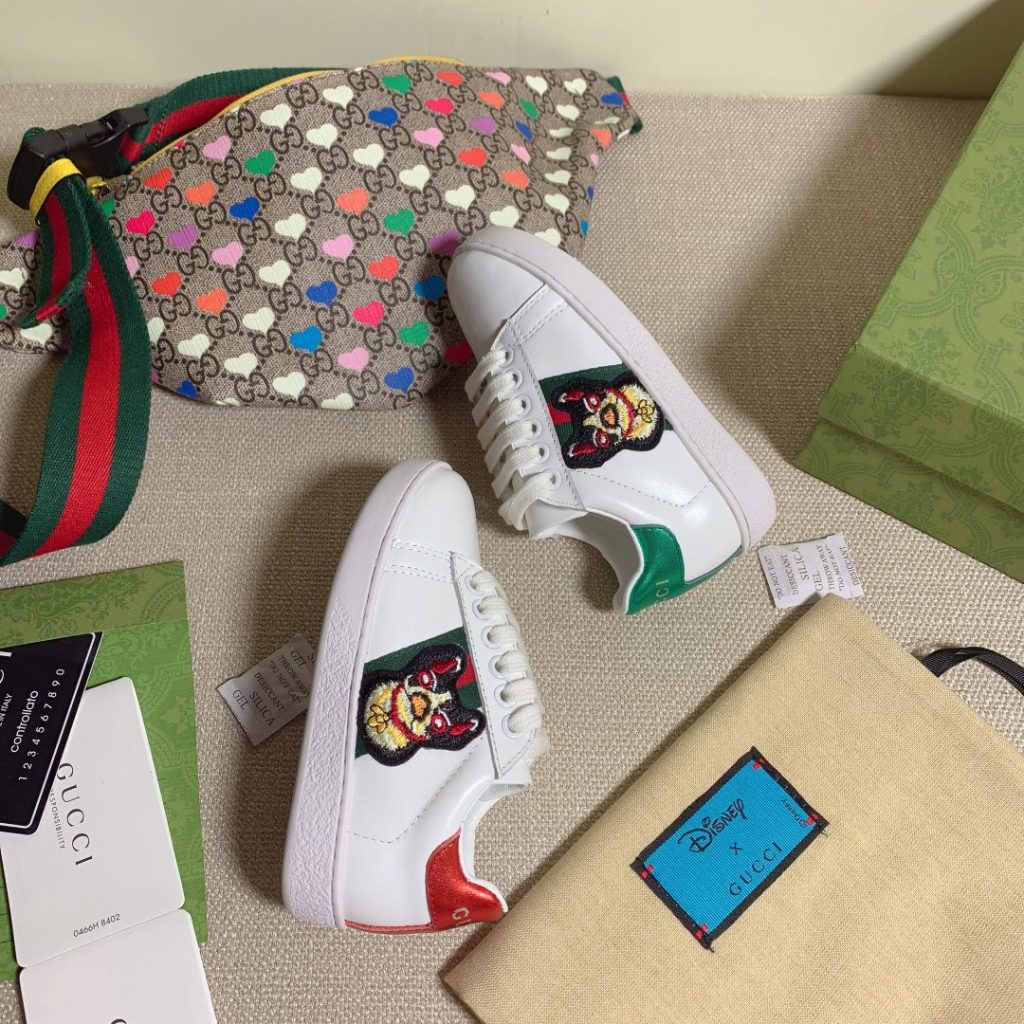 Disney x Gucci White Sneakers with Colorful Embroidery
