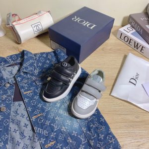 Dior Kids' Sneakers in Black and Grey, Velcro Closure, Styli