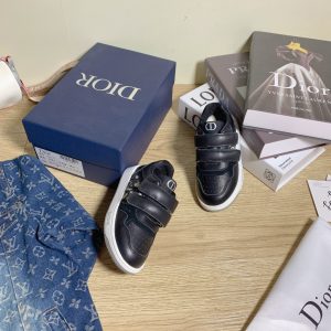Dior Black Velcro Sneakers for Kids in Leather, Stylish Casu