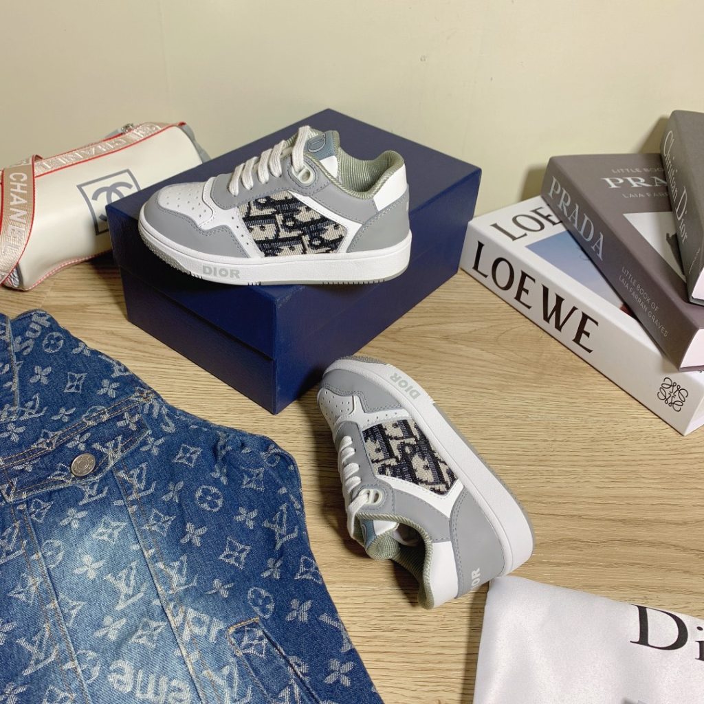 Dior Men’s Gray Sneaker with Monogram Canvas Detail