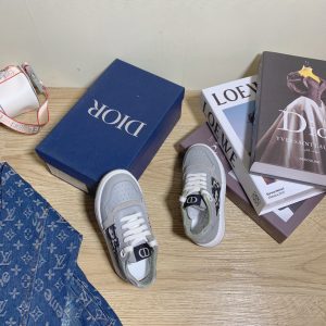 Dior Grey Canvas Sneakers with Logo Details