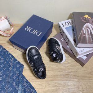 Dior Black Canvas Sneakers for Kids with Logo Print