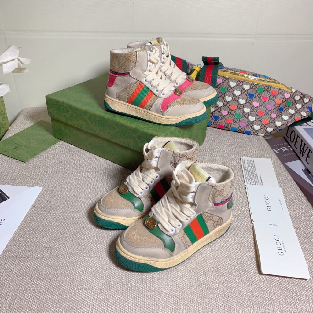 Gucci Retro High Top Sneakers, Multi Color Canvas, Casual St