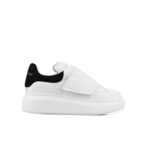 White Leather Slip On Sneakers with Black Accent