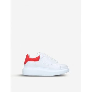 Men's Casual White Sneakers with Red Accents, Stylish and Co