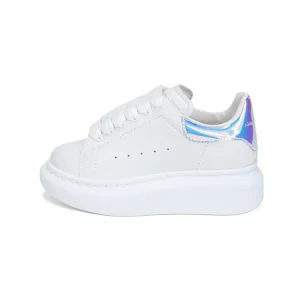 White Platform Sneakers with Iridescent Detail