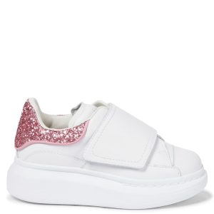 White Glitter Strap Sneakers for Kids by Style Name