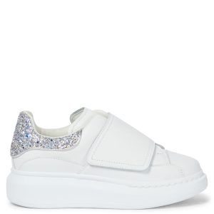 White Glitter Strap Sneakers by Mellow Yellow