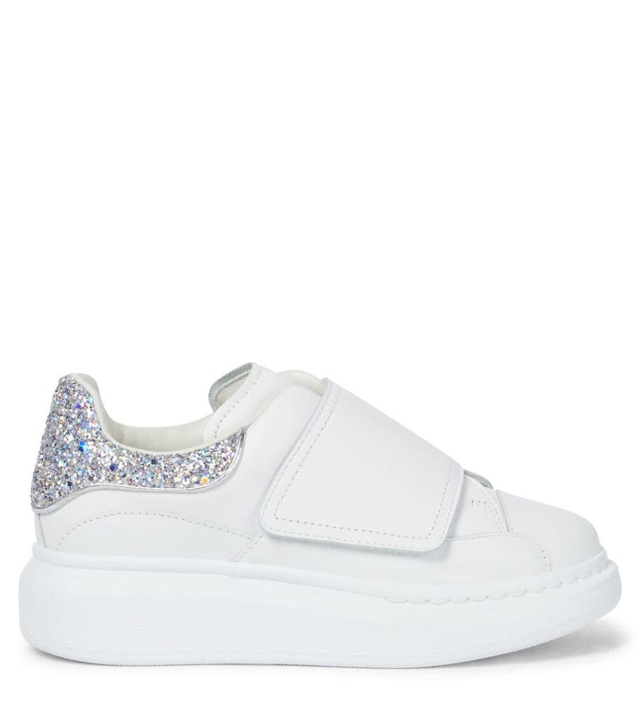 White Glitter Strap Sneakers by Mellow Yellow